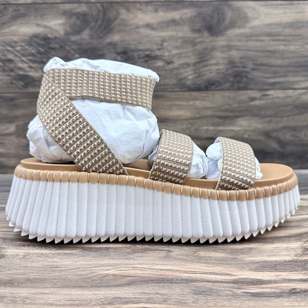 NIB Steve Madden Shelle 9.5M Platform Sandals Taupe Multi - Picture 7 of 13